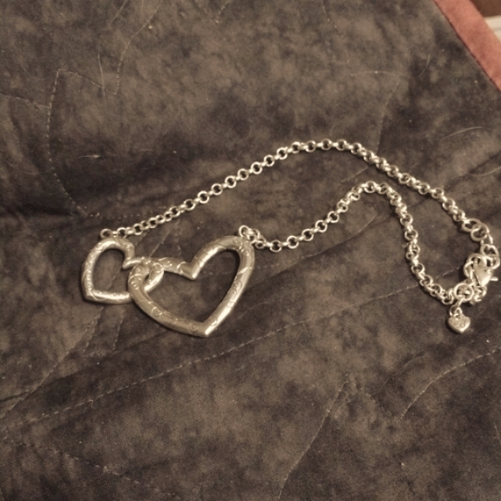 Brighton Double Connected Scroll Etched Heart Nec… - image 2